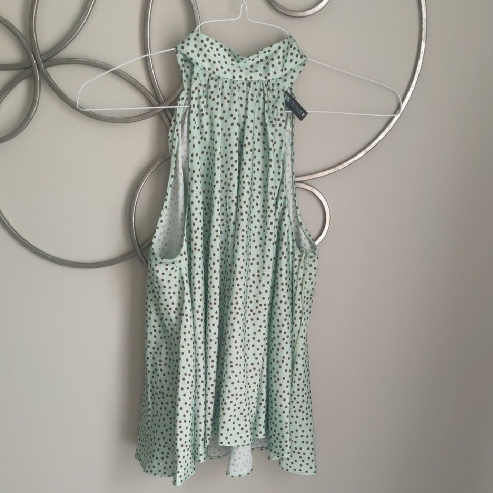 Zara Green Polka Dot High Neck Halter Top - Picture 2 of 5